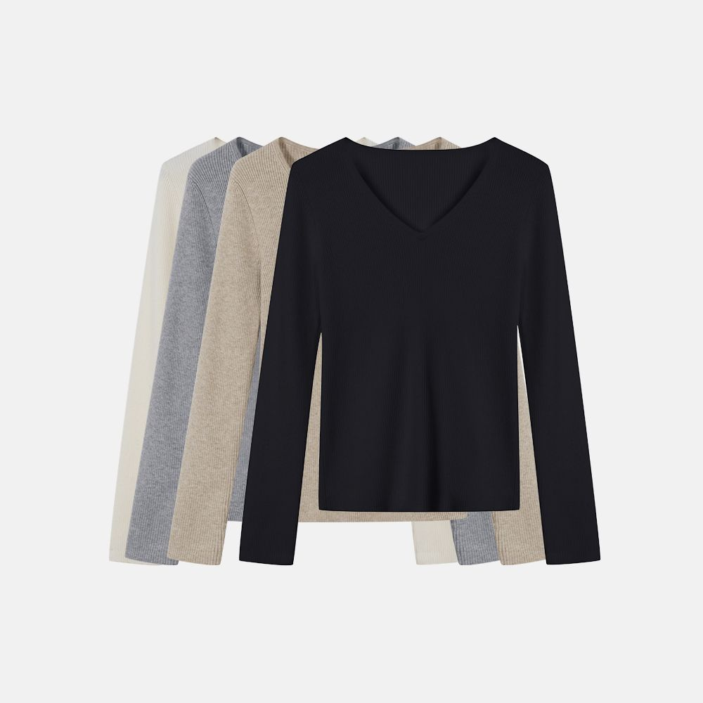 玄色修身显瘦针织衫24年秋季新款百搭纯色打底外穿针织上衣24075