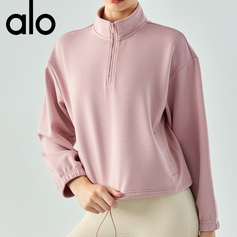 alo正品 宽松百搭健身外套女秋冬云朵空气层立领半拉链运动瑜伽服