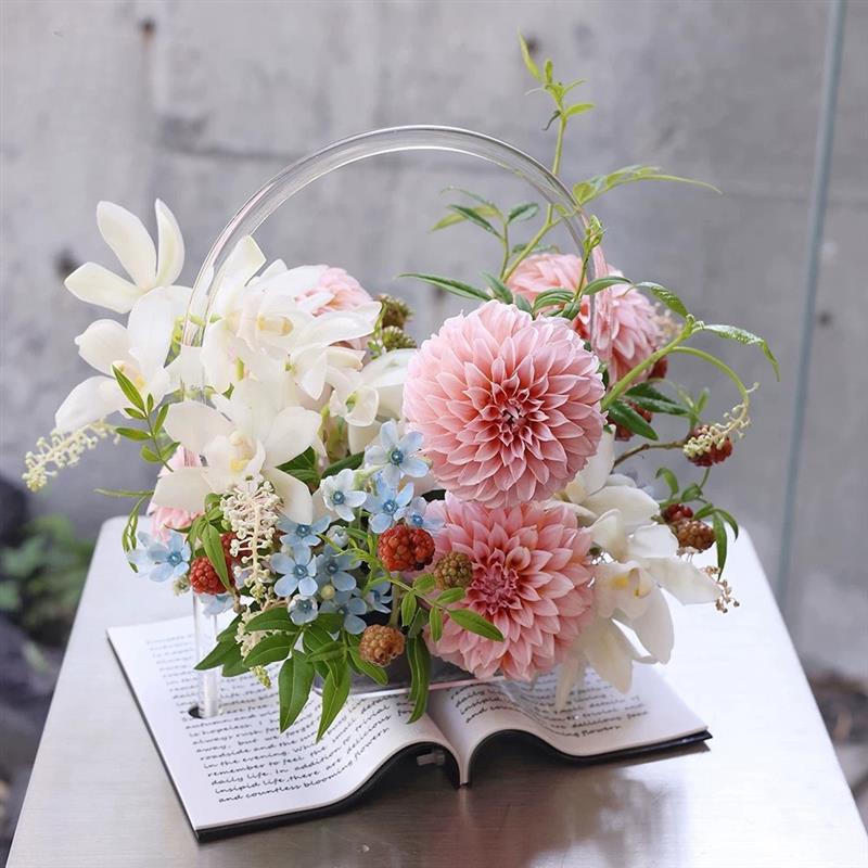 教师节手提花篮亚克力书本花篮情书花篮情人节花篮花店鲜花礼盒