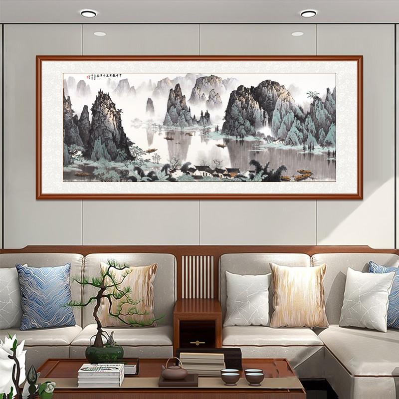 【千峰竞秀】带框装裱山水画国画客厅办公室茶室挂画山水画