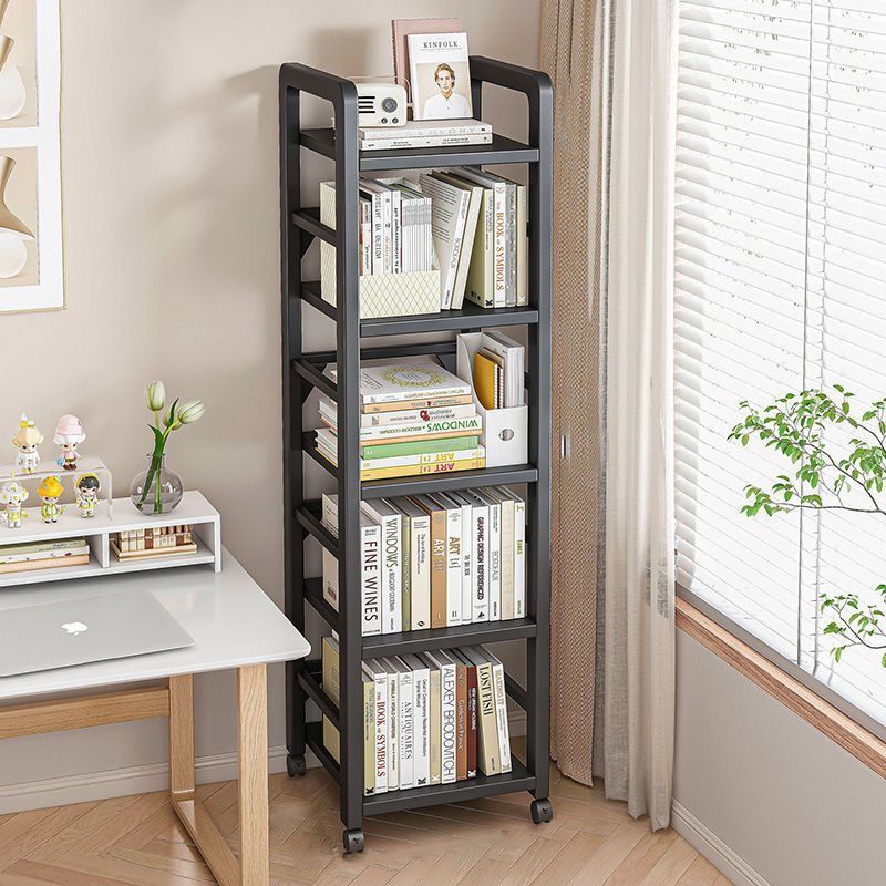 书桌旁简易移动小书柜书架置物架落地多层收纳架铁艺窄缝家用架子