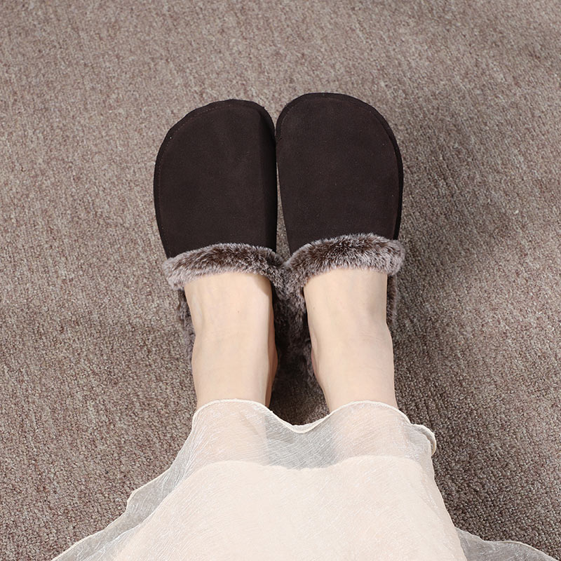 【双11破价款】加绒拖鞋女外穿秋冬新款软底软面头层牛皮真皮拖鞋