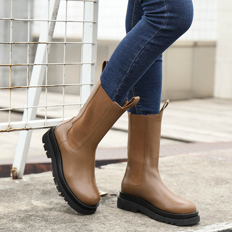 【双11破价款】马丁靴防水台厚底烟筒靴粗跟切尔西靴女20DXFA12-10