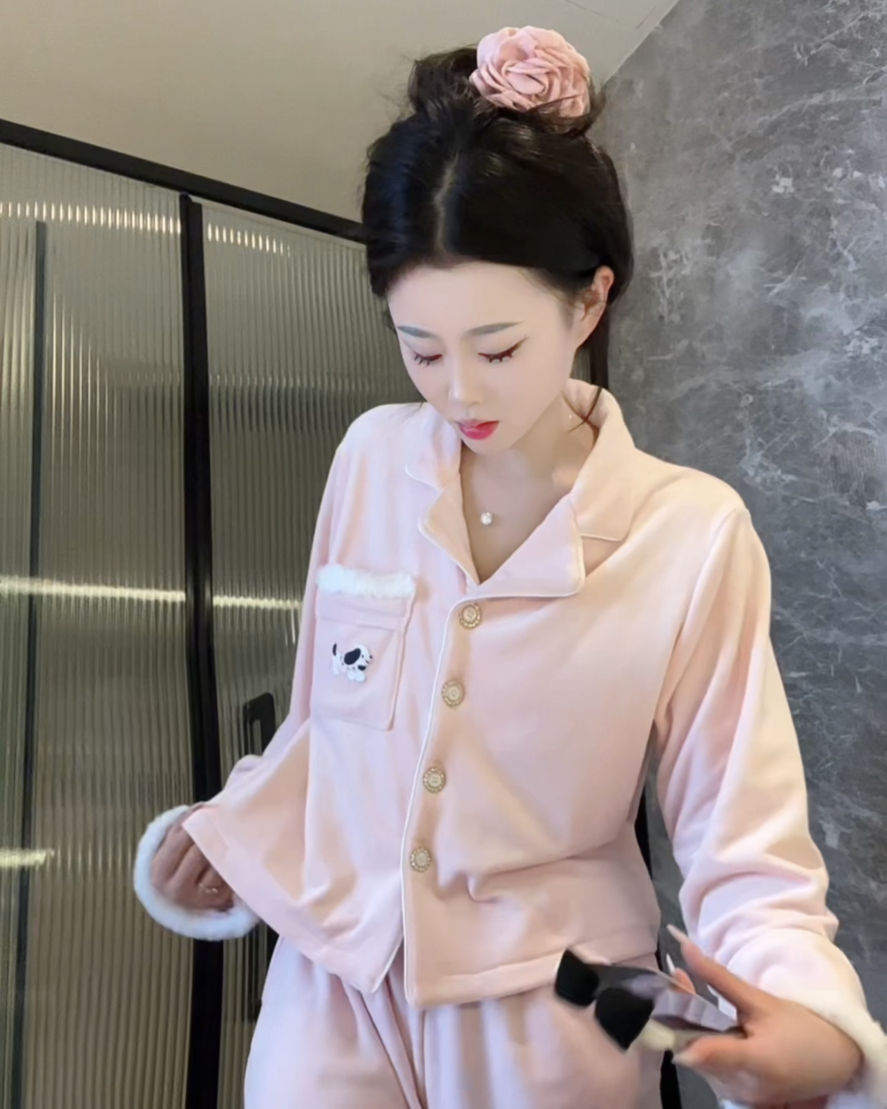 （甜甜）秋冬季气质温柔简约睡衣女长袖保暖亲肤家居服可外穿显瘦