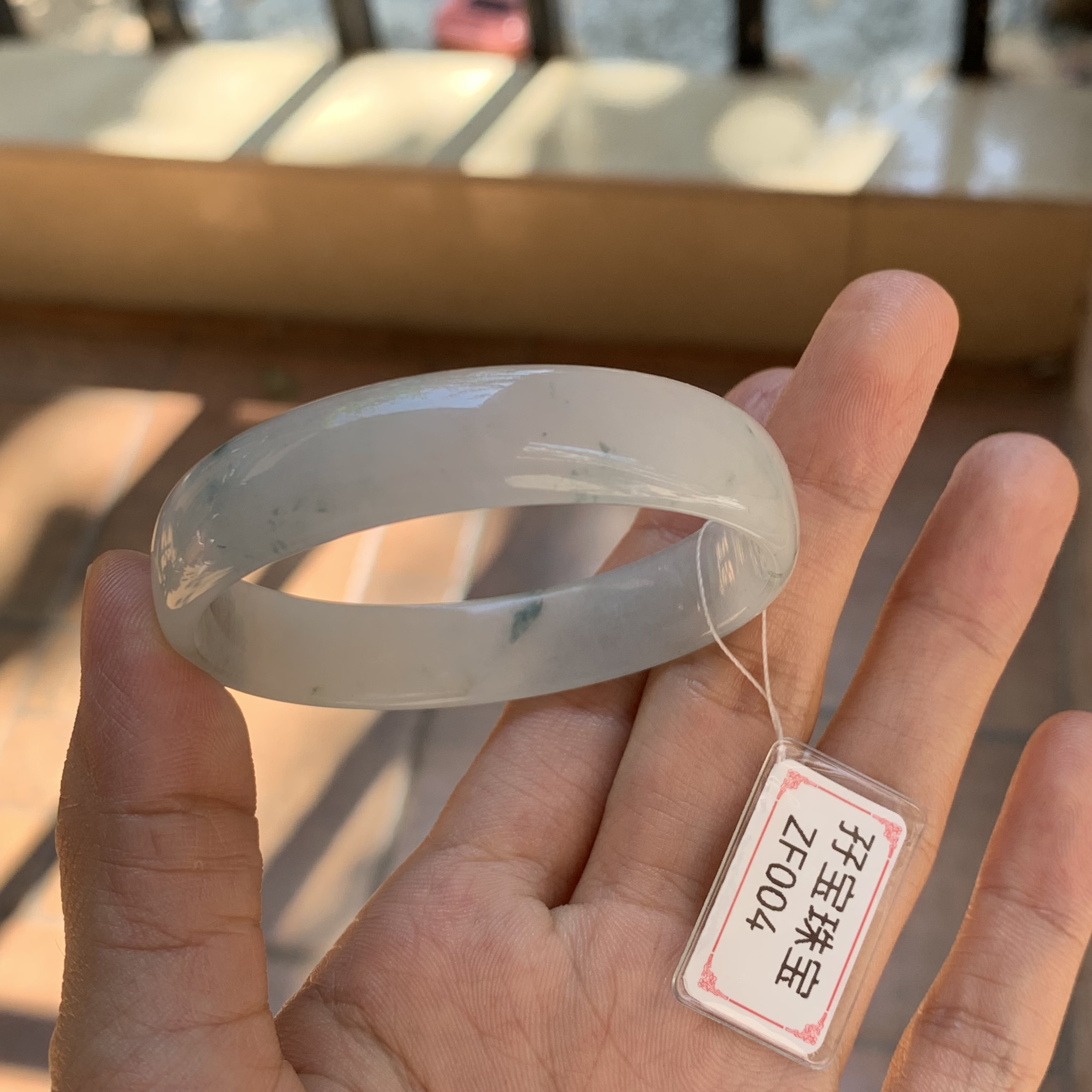 公主镯51.6圈4号天然缅甸翡翠A货漂花玉镯手镯无裂性价比高