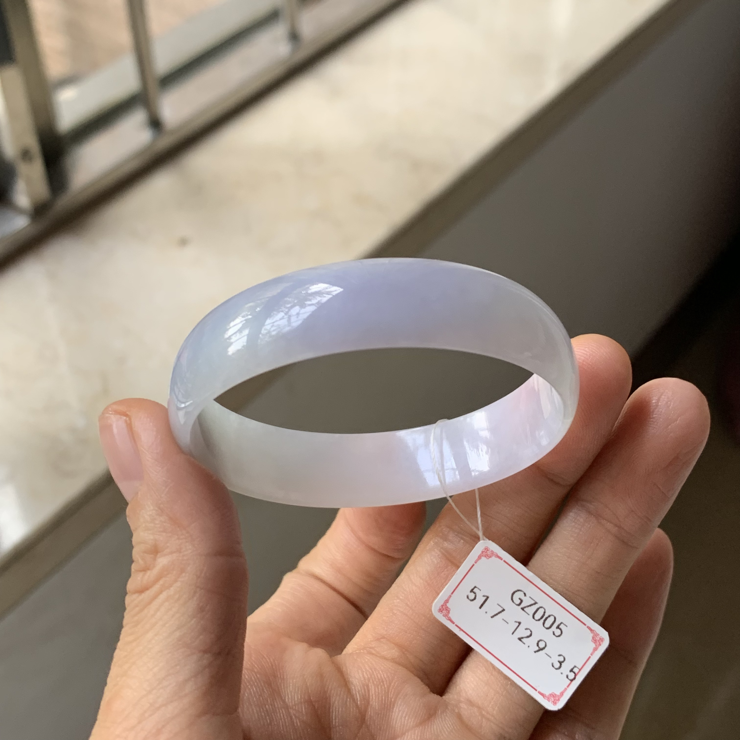 51.5圈5号天然缅甸翡翠A货公主镯精品玉镯紫罗兰无裂自然光实拍