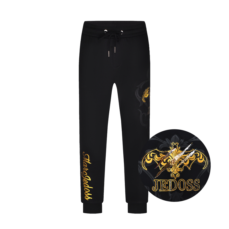 JEDOSS/爵迪斯秋上新潮牌男装烫钻刺绣鸢尾花九分休闲针织裤07ZH