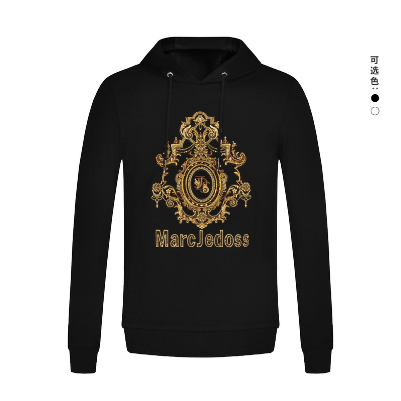 JEDOSS/爵迪斯男装秋季老钱风锁温欧式金线刺绣连帽卫衣薄款066