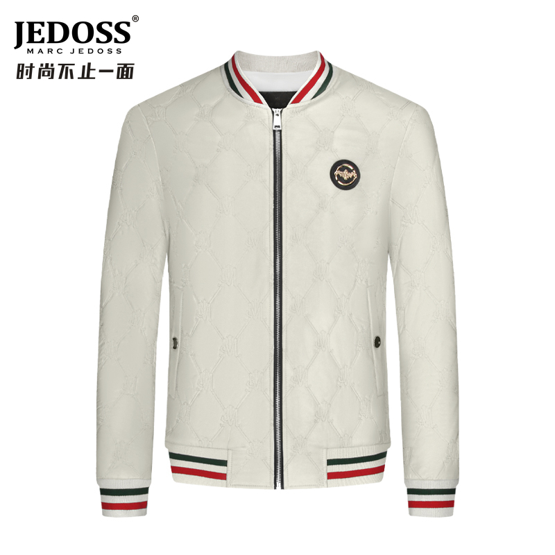 JEDOSS/爵迪斯秋冬男装金属章仔休闲夹棉夹克保暖修身外套