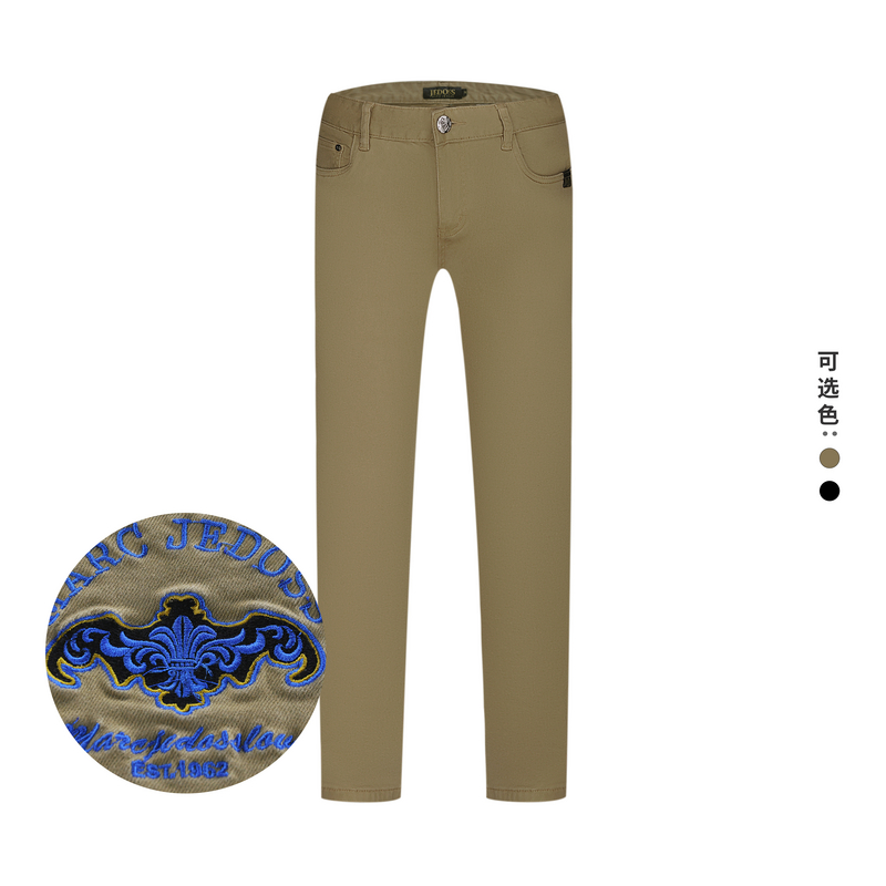 JEDOSS/爵迪斯秋冬款时尚男装双色刺绣修身牛仔裤SX068