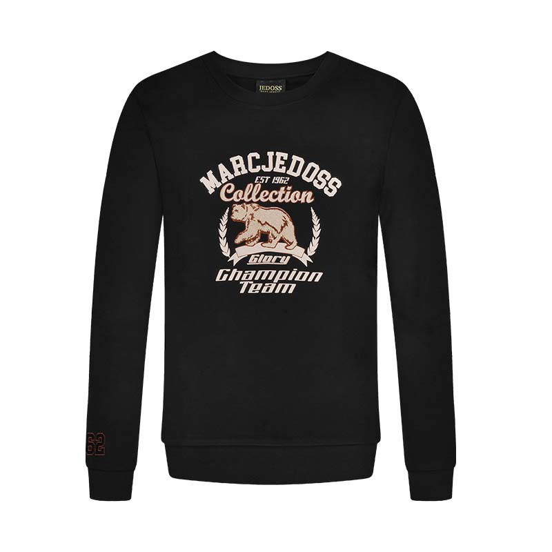 JEDOSS/爵迪斯春季男装秋冬时尚轻奢字母麦穗小熊无帽套头卫衣055