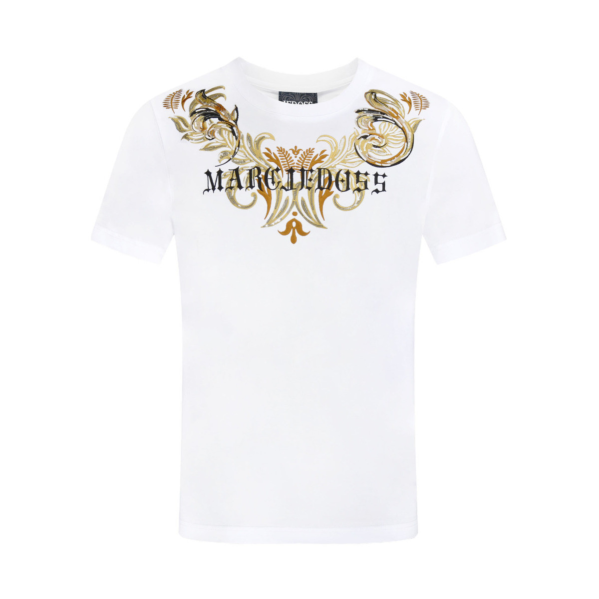 JEDOSS/爵迪斯潮流白色季款图腾金线刺绣男款半袖短袖T恤