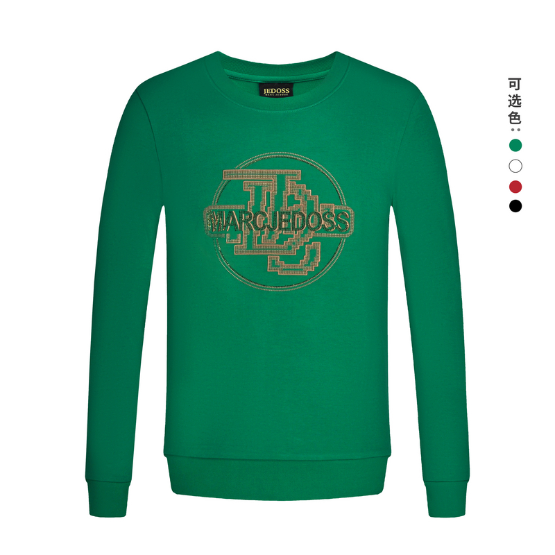 JEDOSS/爵迪斯男装秋冬通勤穿搭经典LOGO烫钻刺绣套头卫衣928