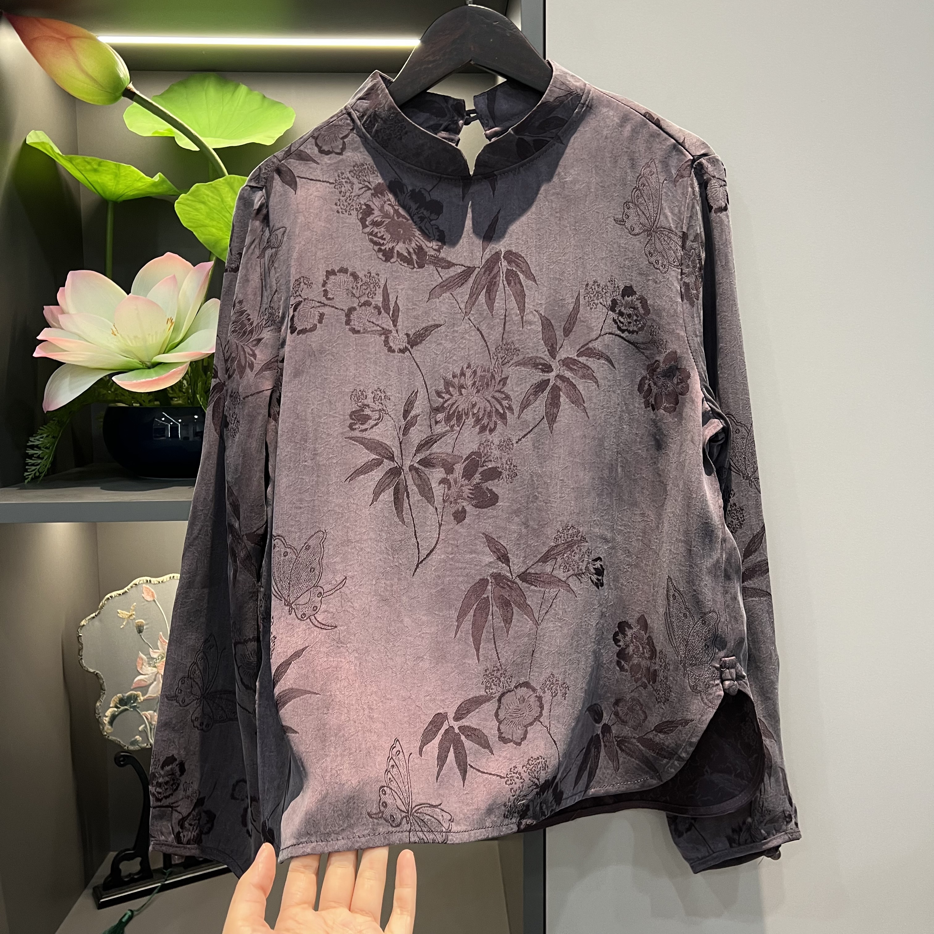 【紫叶花裳】中式上衣复古传统改良气质女装长袖宽松上衣9824