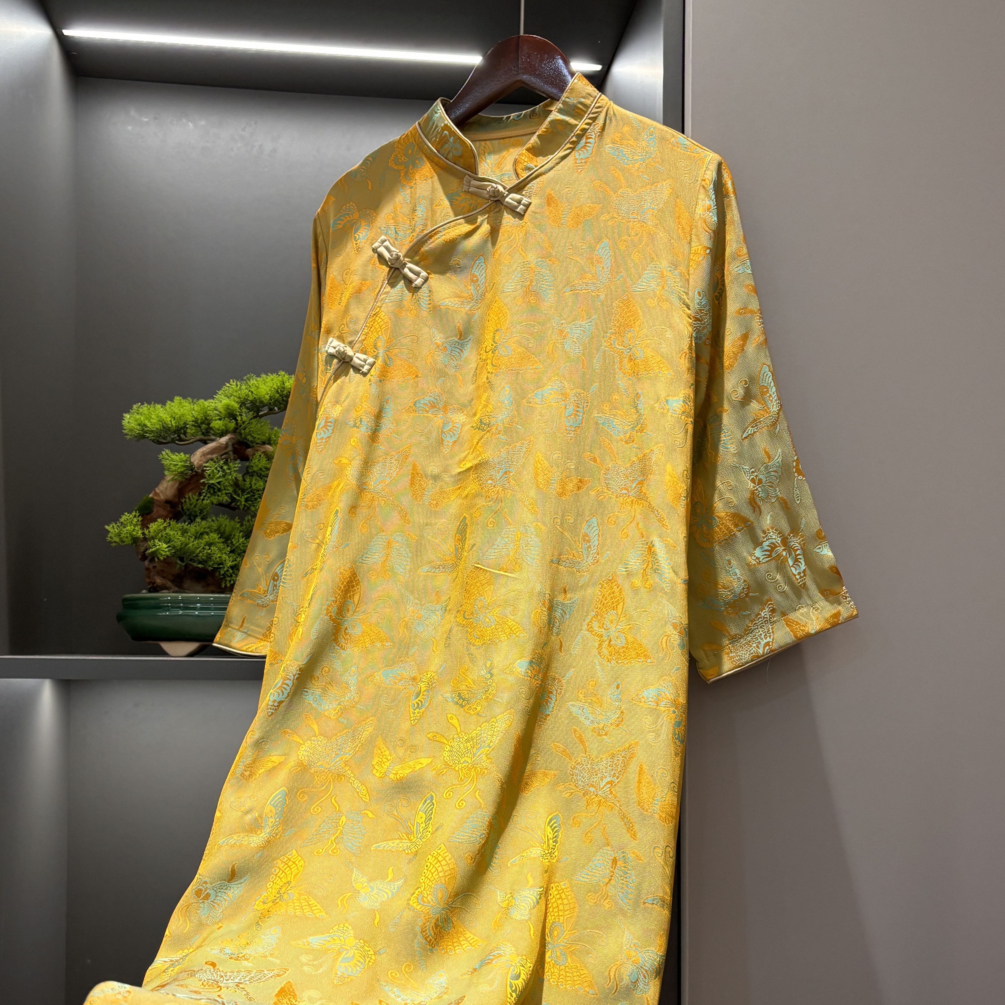 【蝶意金秋】中式复古盘扣花萝提花夏季女装连衣裙宽松连衣裙3258