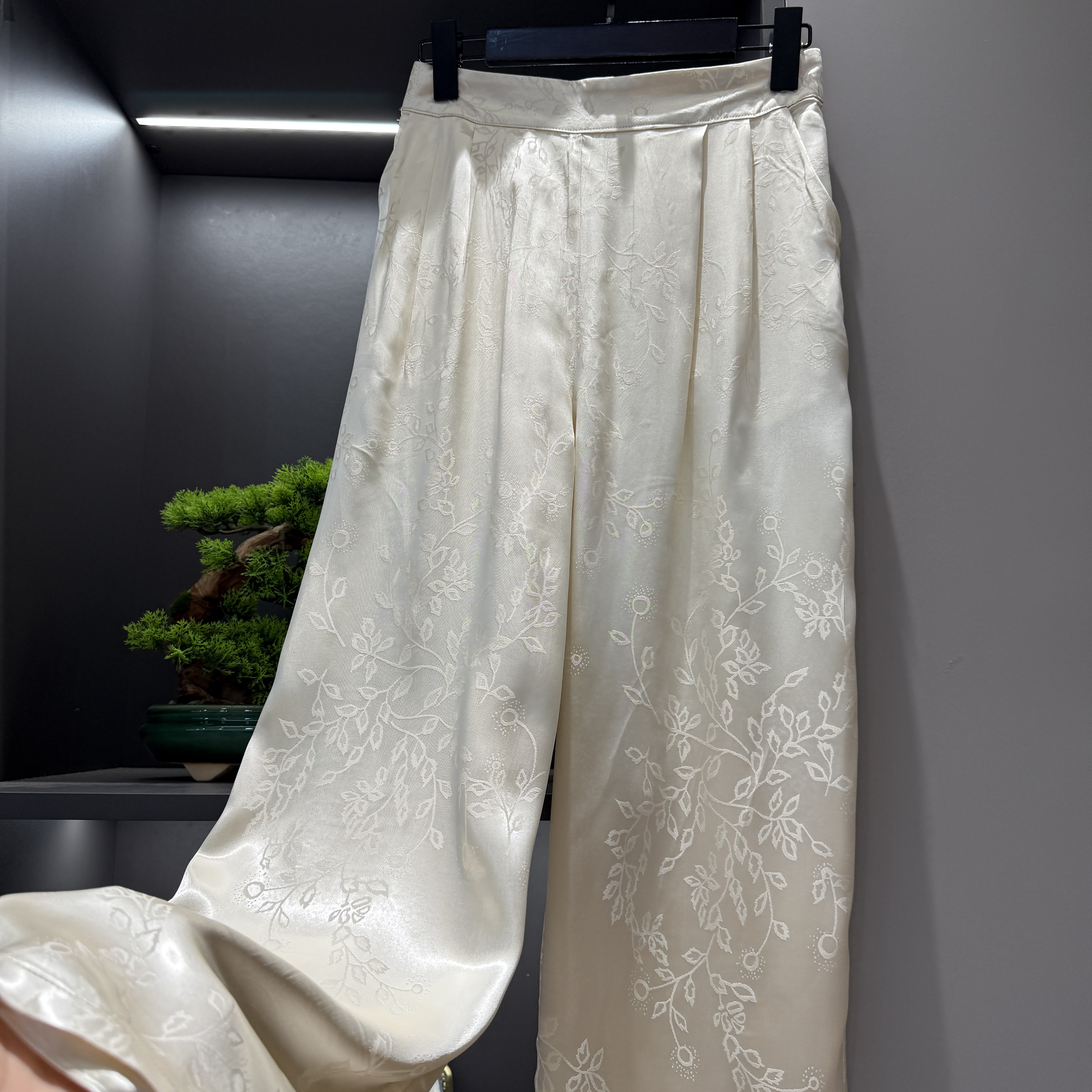 中式直筒裤气质中高腰春季女装宽松阔腿裤1665