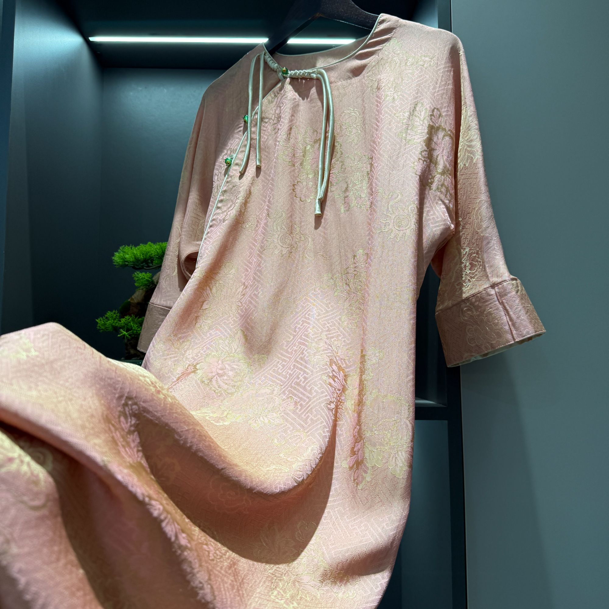 中式连衣裙复古斜襟盘扣流苏气质女装春季宽松连衣裙1293