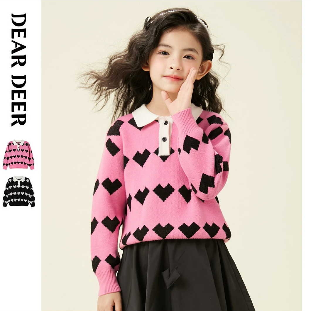 【门店同款】迪迪鹿女大童春秋季线衫儿童毛衫针织线衫潮流新款