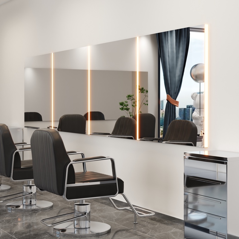 理发店烫染大通镜网红潮店美发店镜台区横挂墙剪发镜发廊专用通镜