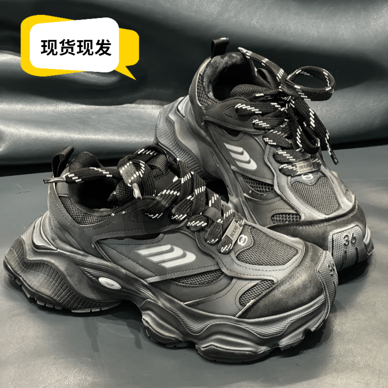 BL巴黎2024秋冬新款网红老爹鞋女超火复古做旧厚底增高脏脏运动鞋