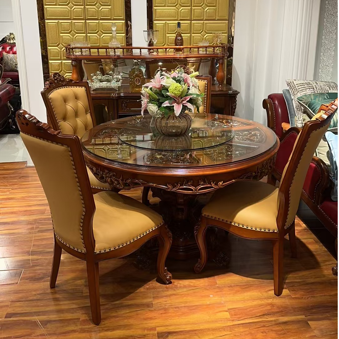 欧式复古餐桌椅圆形雕花家用（长135公分   高85公分）