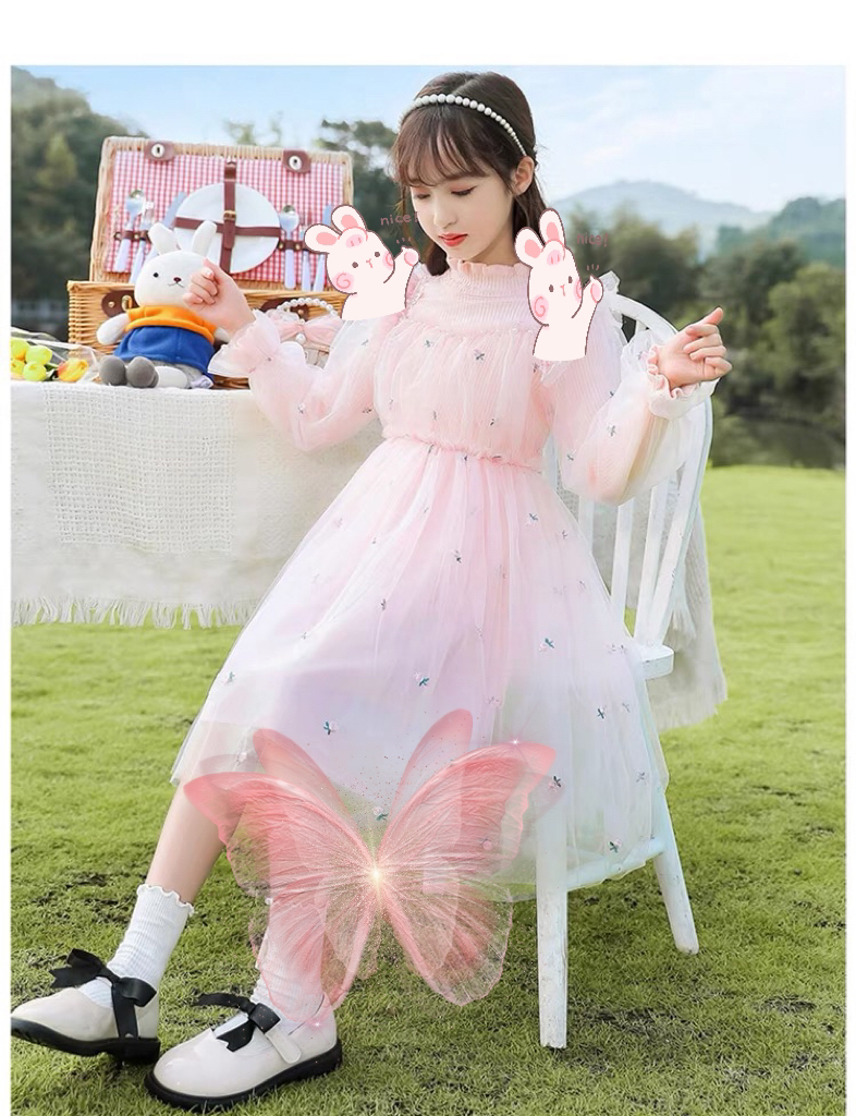 25秋冬新款女童生日婚礼气质高雅优雅刺绣加厚保暖女孩公主连衣裙