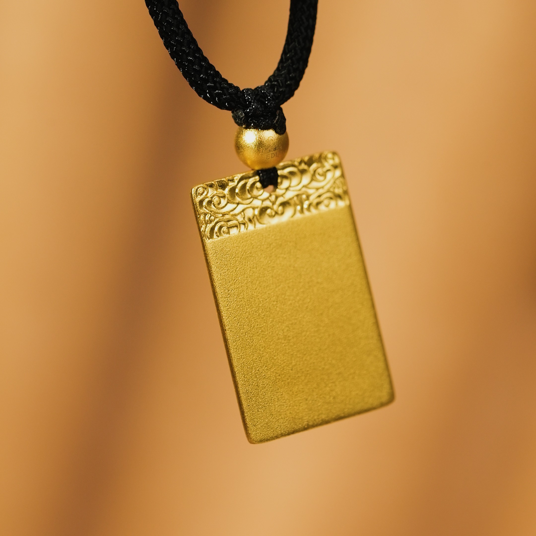 菜百首饰 足金项链平安无事牌古法黄金链牌素款项坠百搭吊坠编链