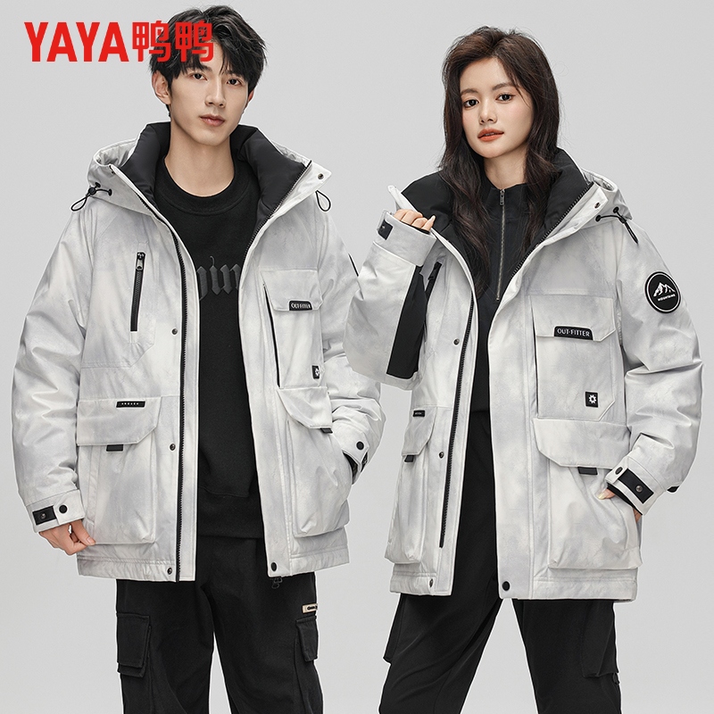 YAYA/鸭鸭羽绒服男短款山系户外工装风时尚保暖外套YE4B005112D