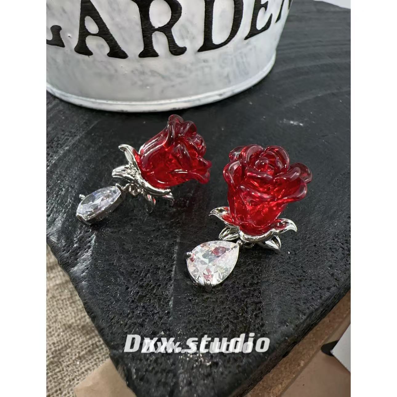 铜合金亚克力耳饰 DXX小晰饰品-新品-【玫瑰花】耳饰41002