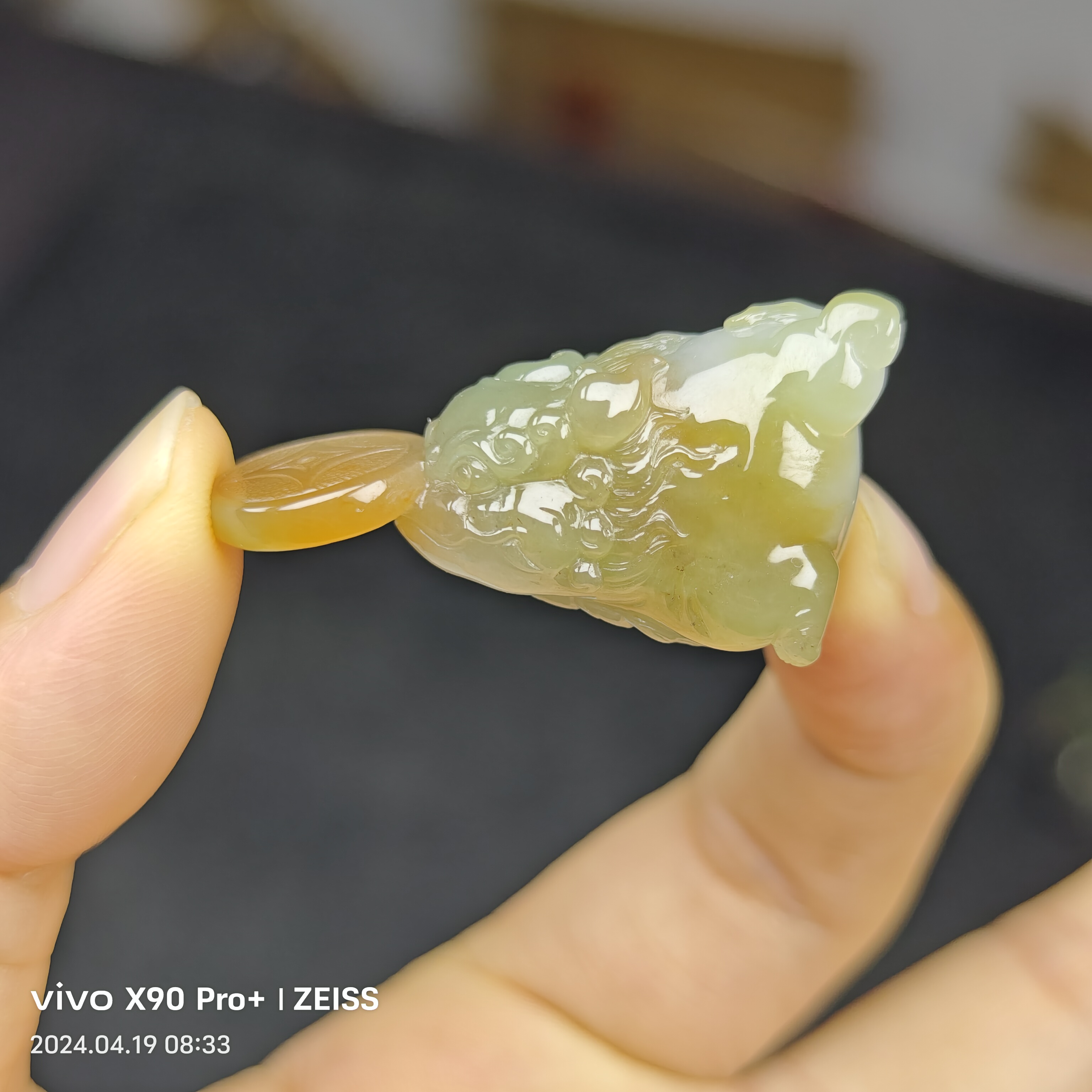 天然缅甸翡翠A货定制冰红貔貅吊坠，尺寸：40*15.5*21