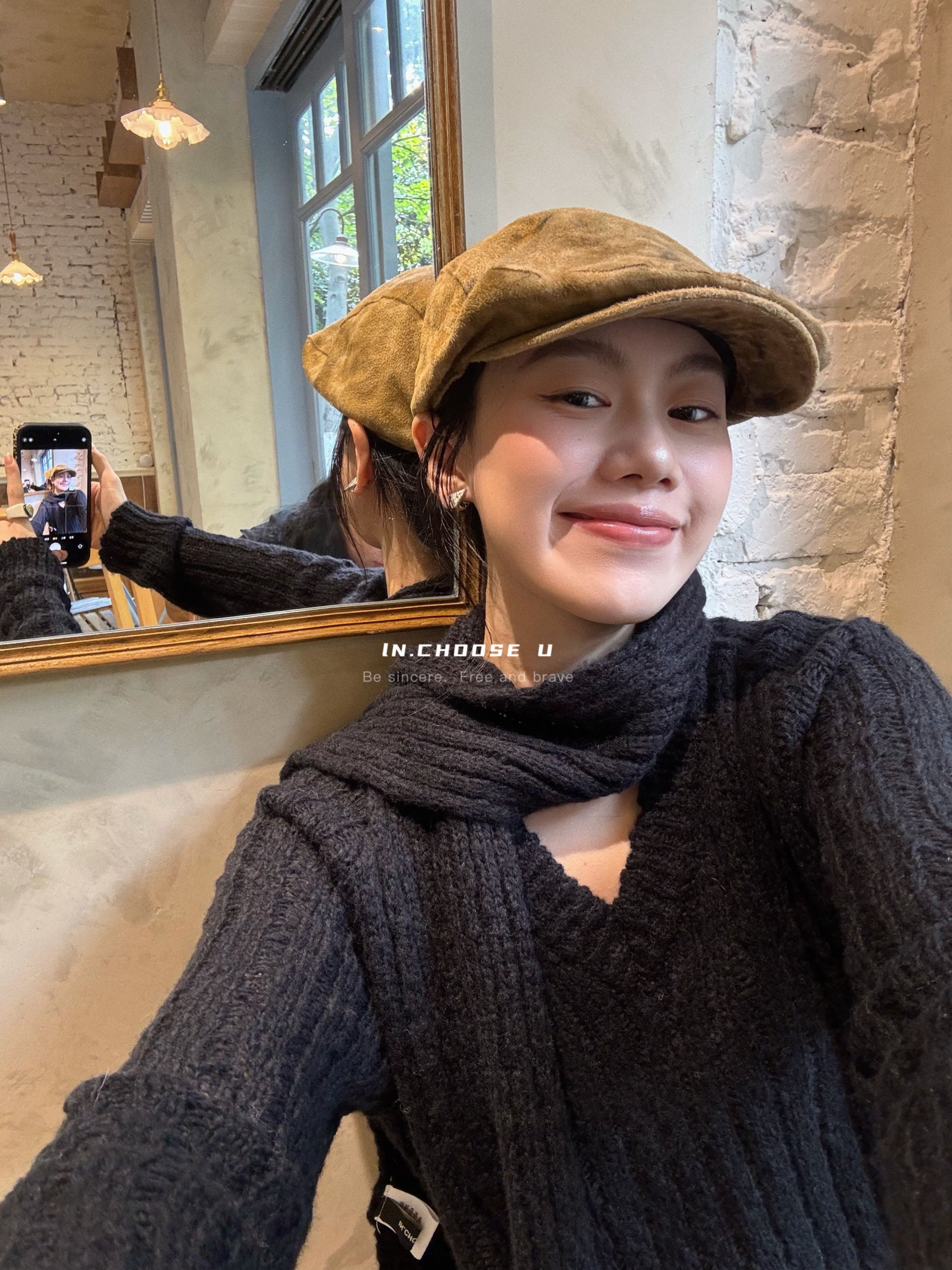 逸语IN choose u笑笑家2024冬季保暖羊毛围巾厚款百搭围脖87600-1