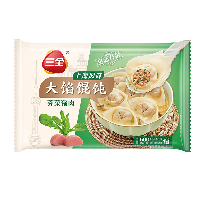 【纯正风味】三全荠菜猪肉上海风味馄饨 500克/袋