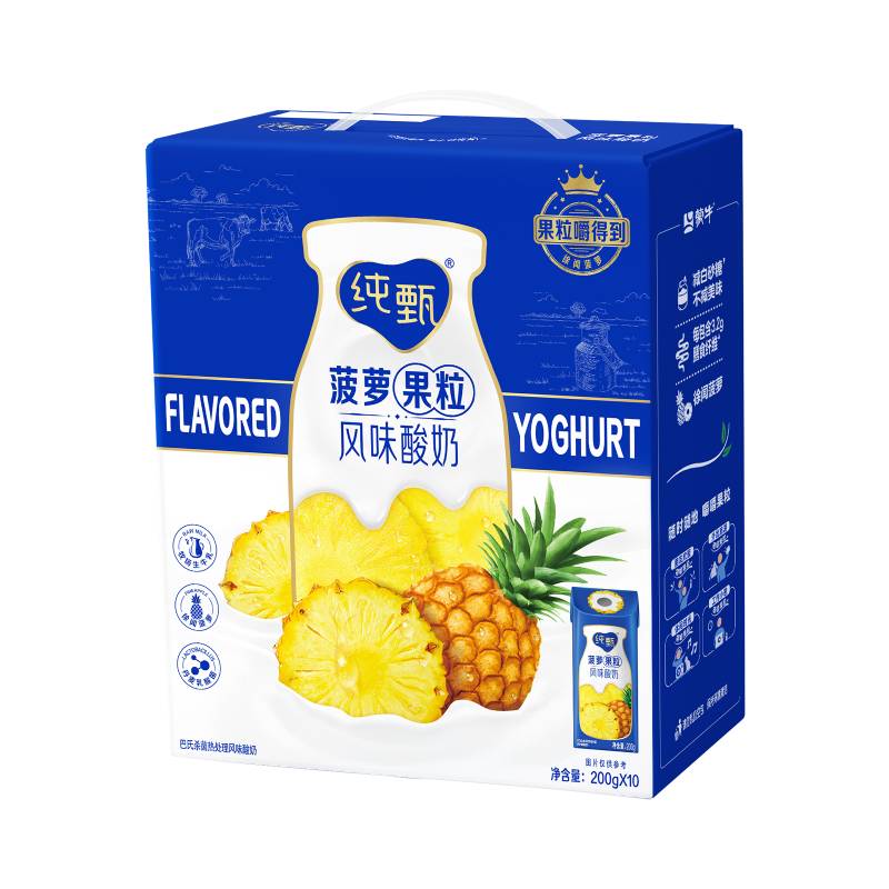 蒙牛纯甄菠萝果粒风味酸奶 200g*10盒/箱