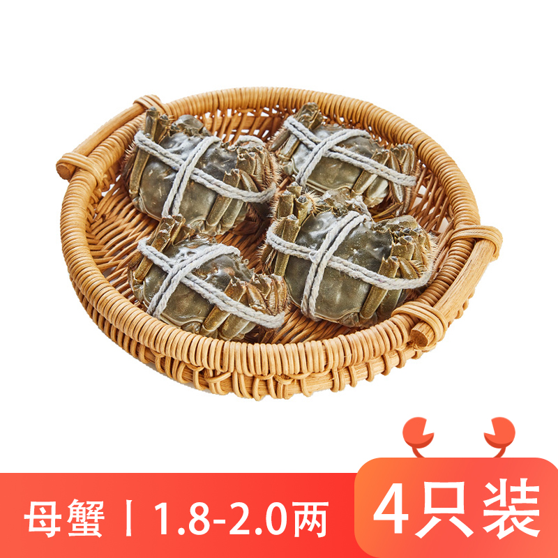  鲜活大闸蟹(母蟹)4只装(90-100g/只)