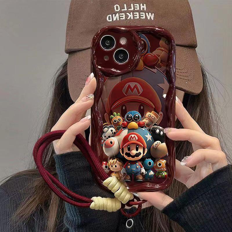 趣味马里奥苹果15promax手机壳iPhone14/13p/12/8奶油壳高级xsmax