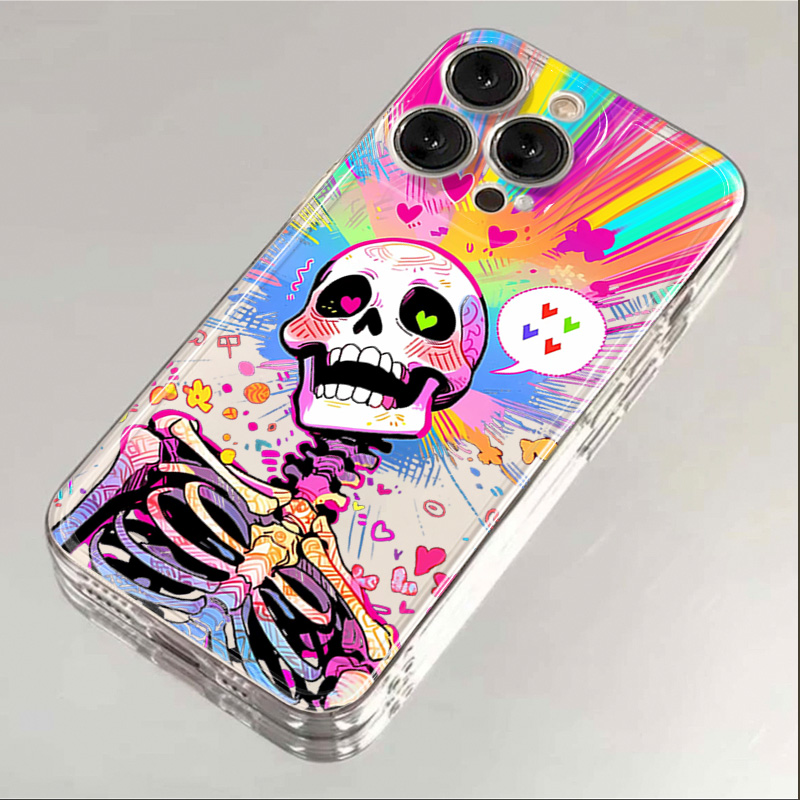 彩色骷颅iphone15苹果手机壳14promax硅胶13pro透明12高级11全包X