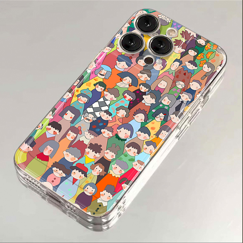 拥挤人潮iphone15苹果手机壳14promax硅胶13pro透明12高级11全包