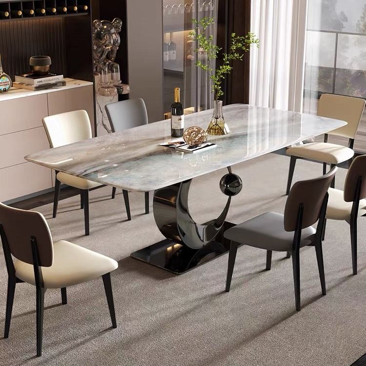 小扬哥推荐超晶石餐桌椅轻奢长方形组合天然奢石大理石家用岩板高
