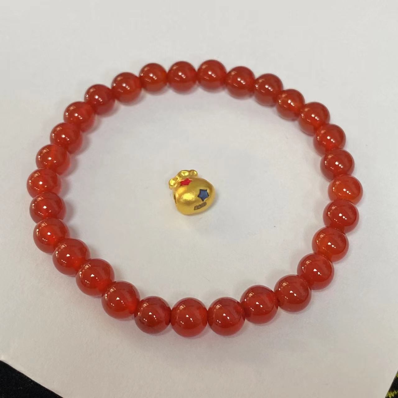 足金星星福袋玛 瑙手链时尚@@A204
