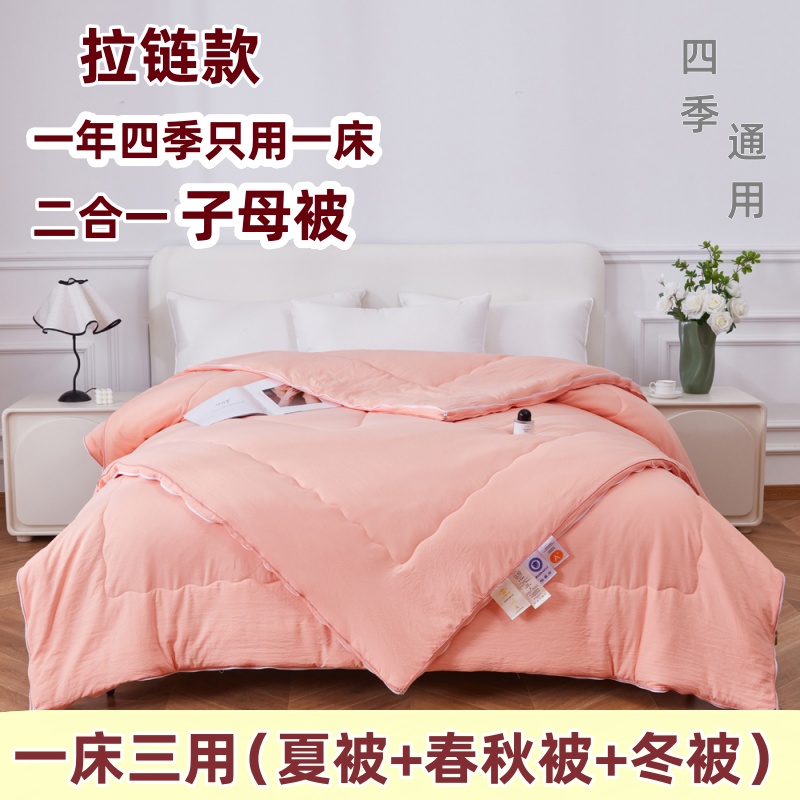 子母被拉链式二合一大豆被春秋被加厚冬被保暖宿舍春夏被四季被芯