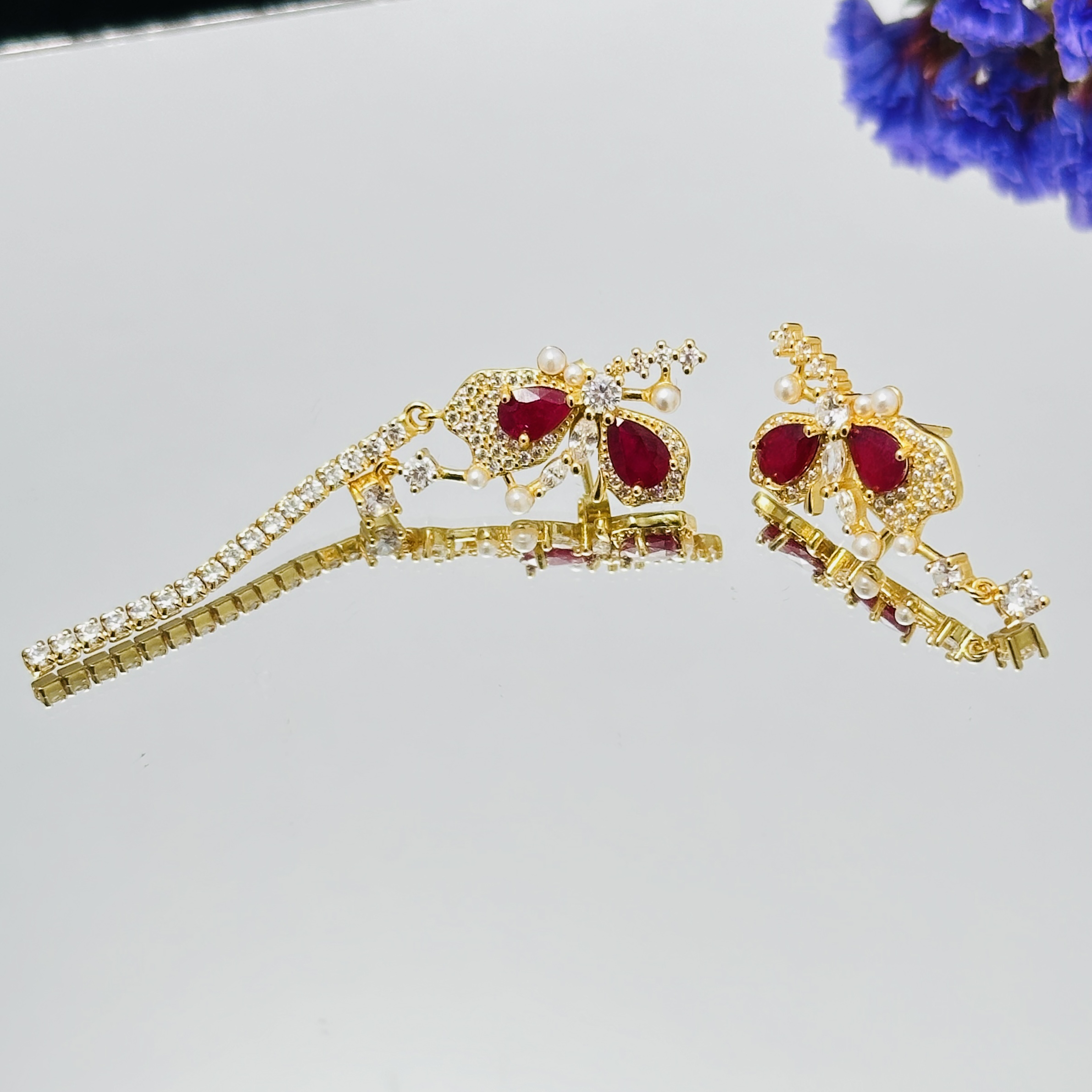 天然红宝石耳钉女款