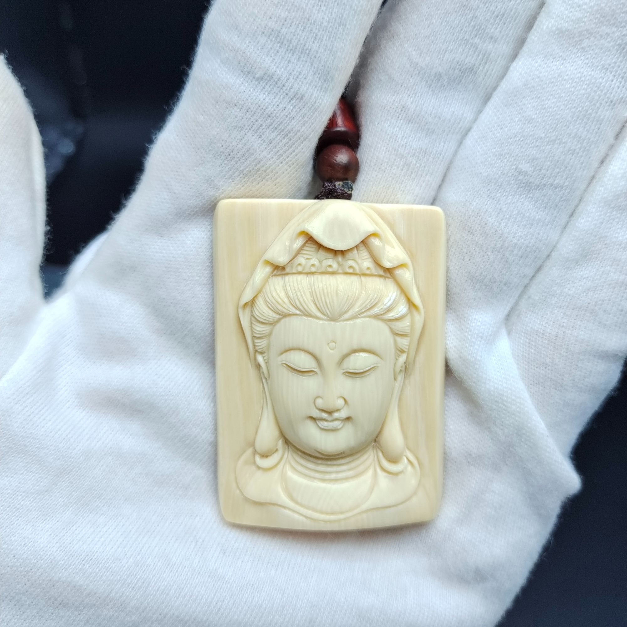 【猛犸兄弟】DD0069猛犸牙手工雕刻观音吊坠冰料猛犸牙雕刻件把件