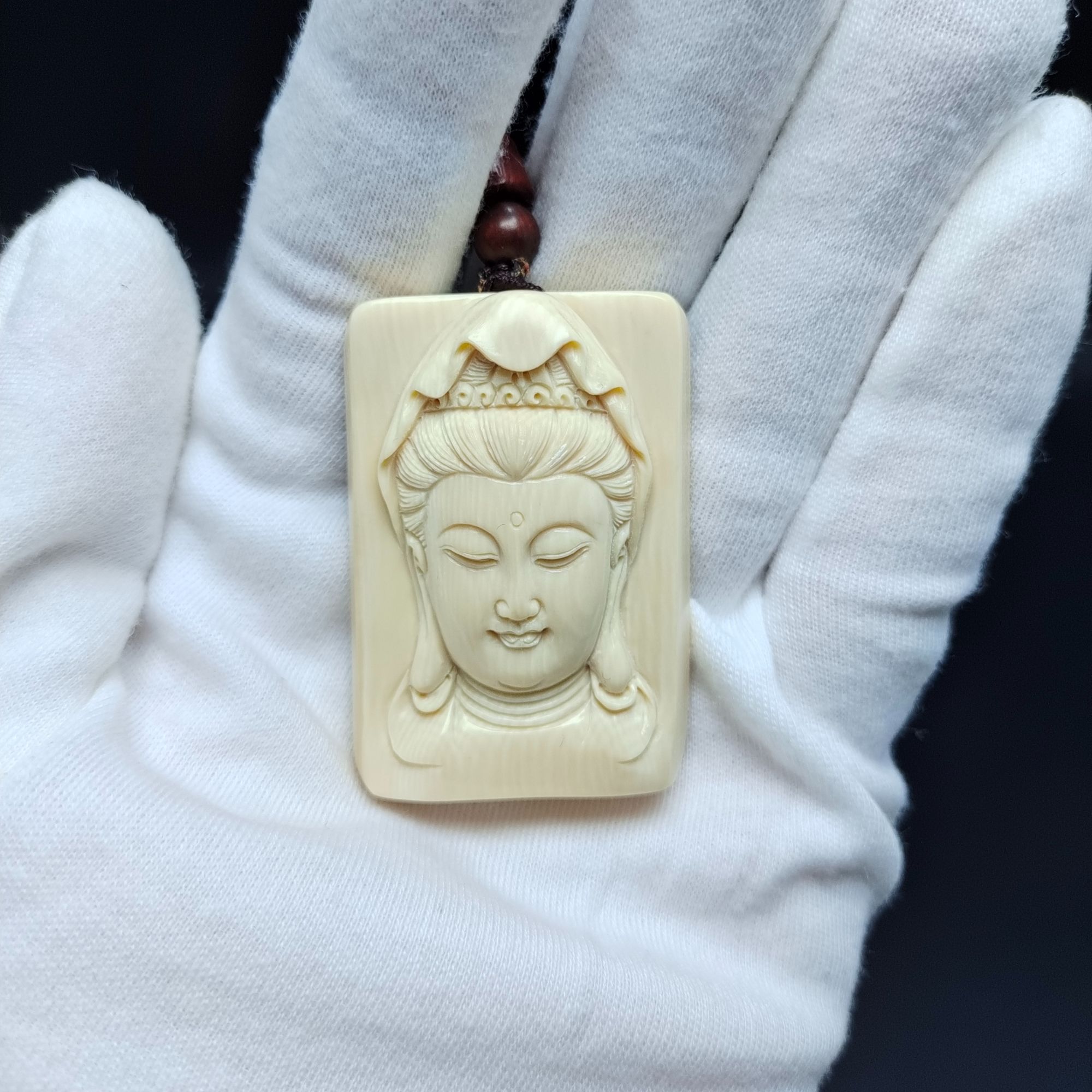 【猛犸兄弟】DD0022猛犸牙手工雕刻观音吊坠冰料猛犸牙雕刻件把件