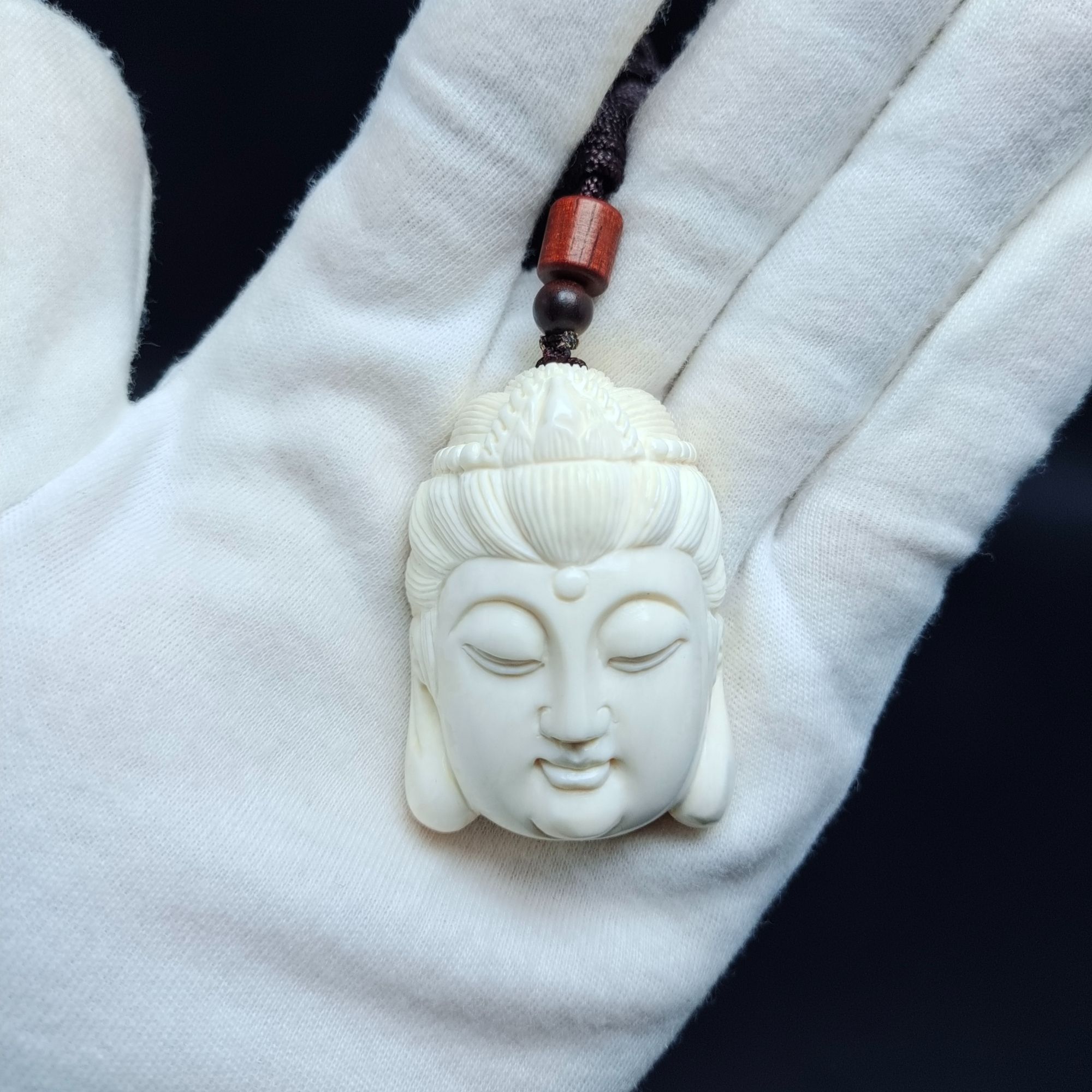 【猛犸兄弟】DD0074猛犸牙手工雕刻观音吊坠冰料猛犸牙雕刻件把件