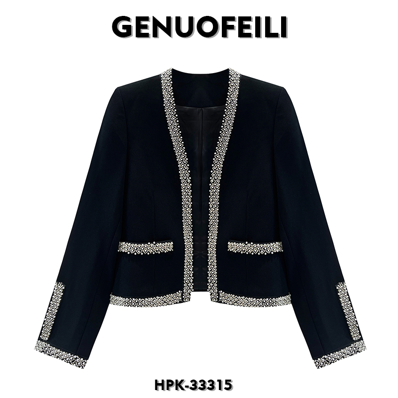 高级小香风外套短款秋冬设计师重工钉珠知性风高贵新款衣服轻奢