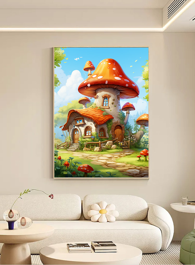 十字绣小刺客定制：奇幻蘑菇金丝布60×80，42色