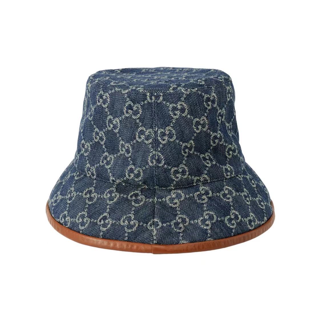 未使用 GUCCI/古驰 男女情侣蓝色丹宁双G老花休闲时尚渔夫帽