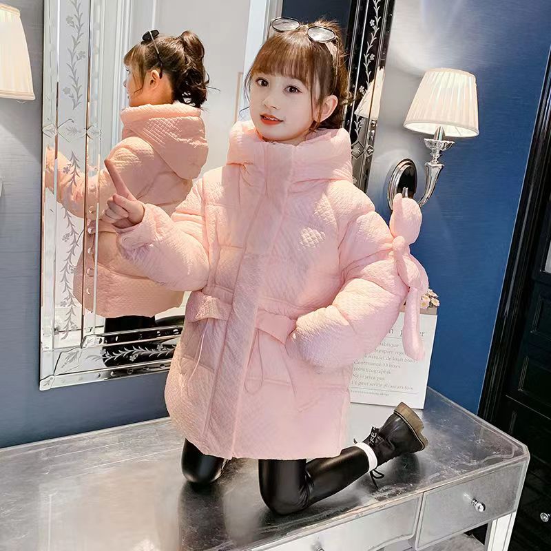 女童中长款棉服新款小女孩洋气保暖冬季棉袄