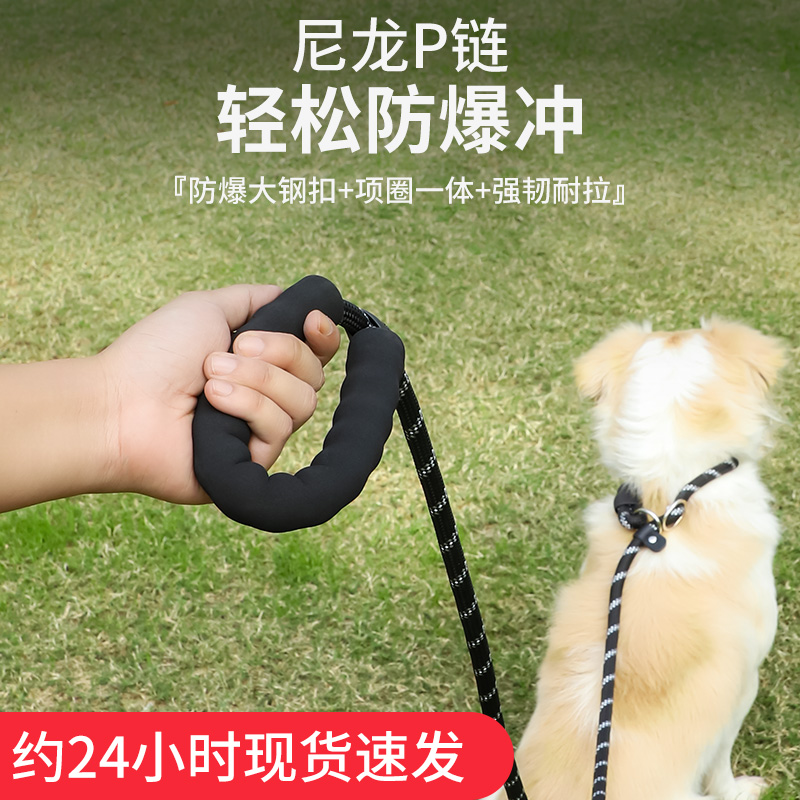 狗绳训练p链尼龙冲遛狗绳拉布拉多调节p绳大型犬遛狗狗牵引绳狗脖