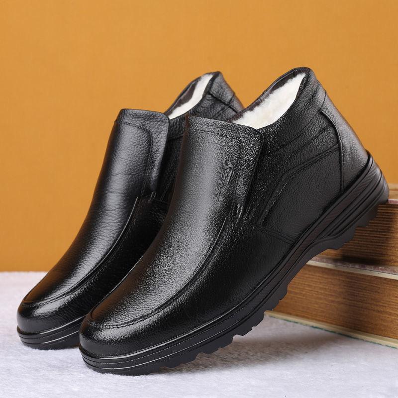 1229秋冬季新款真皮保暖休闲皮鞋加绒加厚棉鞋商务男鞋防滑雪地靴